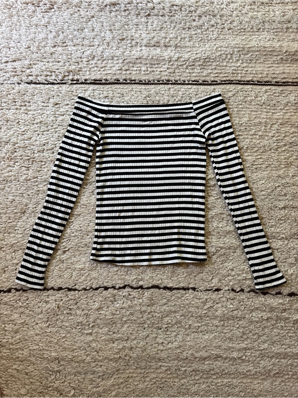Frame Strapless Black & White Stripe Top